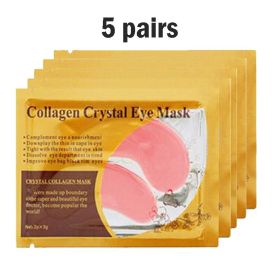 5/10/20/30 Pairs Gold Collagen Crystal Eye Mask skincare Eye Patches Firming Moisturizing Nourishing Eye Skin Care Products (Color: Pink 5 pairs)
